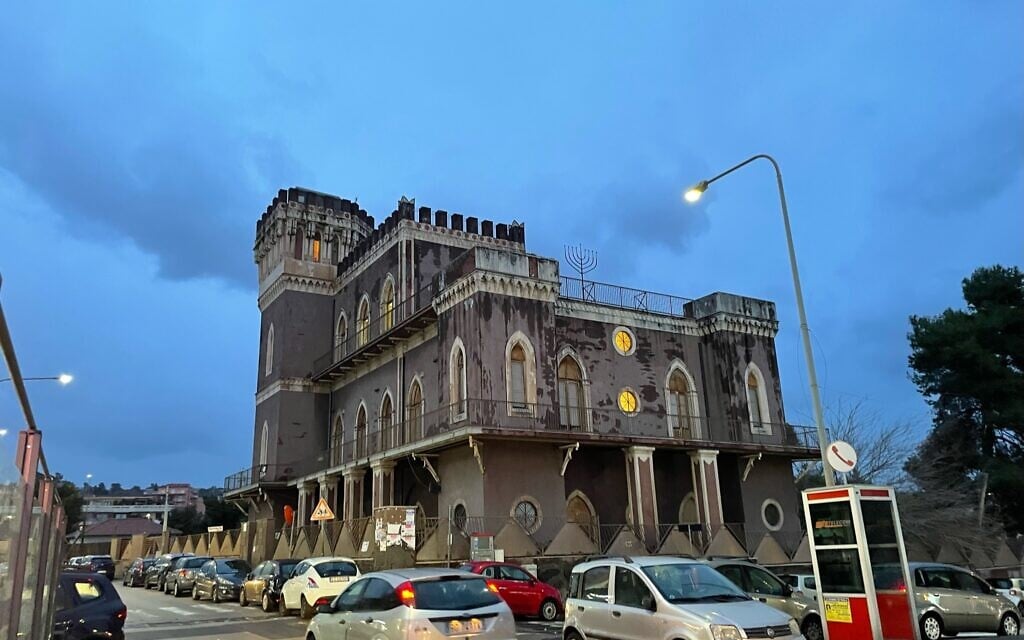 The Jewish community of Catania meets in the Castello Luecatia, an early 20th-century structure built by a merchant believed to be of Jewish origin. (David I. Klein/JTA)
