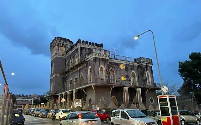 The Jewish community of Catania meets in the Castello Luecatia, an early 20th-century structure built by a merchant believed to be of Jewish origin. (David I. Klein/JTA)