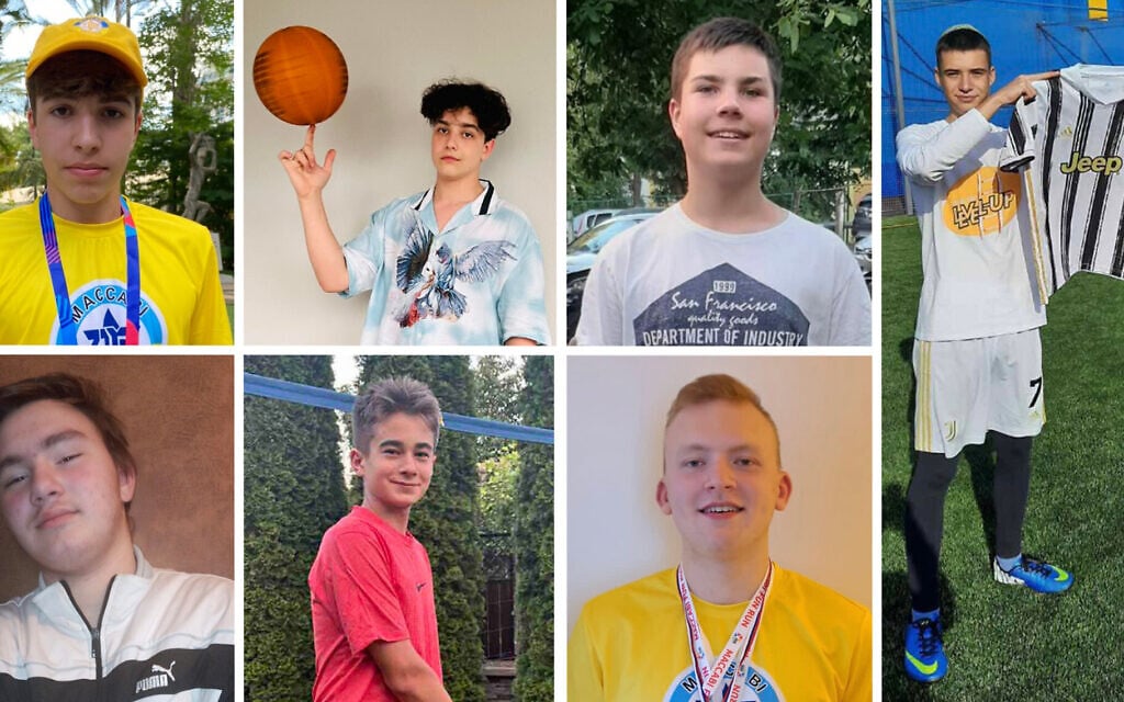 Clockwise from top left: Leonid Bereslavich, Mark Sagan, Alexey Kulik, Nikita Novitsky, Ilya Miroshnichenko, Veniamin Rudman and Artur Dotsenko (Courtesy of Makkabi Ukraine via JTA) Clockwise from top left: Leonid Bereslavich, Mark Sagan, Alexey Kulik, Nikita Novitsky, Ilya Miroshnichenko, Veniamin Rudman and Artur Dotsenko (Courtesy of Makkabi Ukraine via JTA)