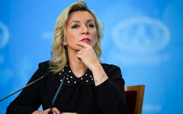 Russian Foreign Ministry spokeswoman Maria Zakharova attends a news conference in Moscow, Russia, January 18, 2023. (Alexander Zemlianichenko/AP) Russian Foreign Ministry spokeswoman Maria Zakharova attends a news conference in Moscow, Russia, January 18, 2023. (Alexander Zemlianichenko/AP)