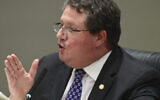 Rep. Randy Fine, R-Palm Bay, at an Appropriations Committee meeting, February 6, 2023, in the Knott Building at the Capitol in Tallahassee, Florida. (AP Photo/ Phil Sears)