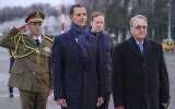File - Visiting Syrian President Bashar Assad, left, and Mikhail Bogdanov, right, deputy minister of Foreign Affairs of Russia and Special Representative of the President of Russia for the Middle East, review an honor guard during a welcome ceremony upon Assad's arrival at Vnukovo airport in Moscow, Russia, March 14, 2023. (SANA via AP)