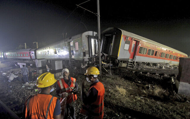 Rescuers work at the site of passenger trains accident, in Balasore district, in the eastern Indian state of Orissa, Saturday, June 3, 2023. (AP Photo) Rescuers work at the site of passenger trains accident, in Balasore district, in the eastern Indian state of Orissa, Saturday, June 3, 2023. (AP Photo)