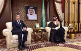 Saudi Arabia's Crown Prince Mohammed bin Salman, left, meets with US Secretary of State Antony Blinken in Jeddah on June 7, 2023. (Amer Hilabi/Pool Photo via AP)