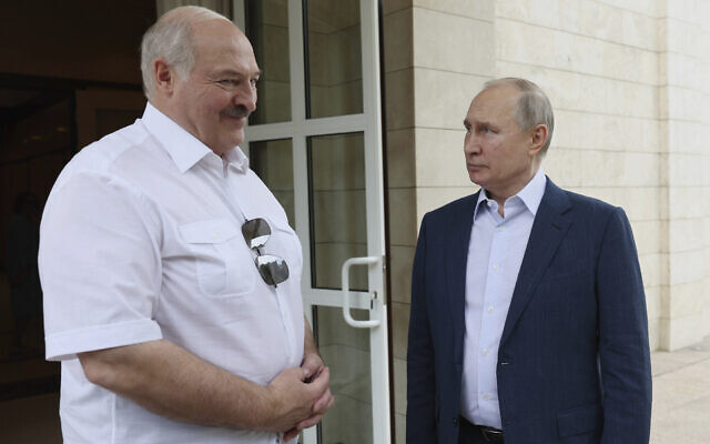 Russian President Vladimir Putin, left, and Belarusian President Alexander Lukashenko speak during their meeting at the Bocharov Ruchei residence in the resort city of Sochi, Russia, June 9, 2023. (Gavriil Grigorov, Sputnik, Kremlin Pool Photo via AP) Russian President Vladimir Putin, left, and Belarusian President Alexander Lukashenko speak during their meeting at the Bocharov Ruchei residence in the resort city of Sochi, Russia, June 9, 2023. (Gavriil Grigorov, Sputnik, Kremlin Pool Photo via AP)