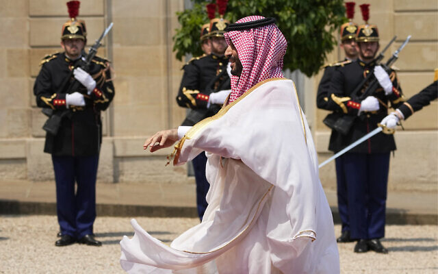 Saudi Crown Prince Mohammed bin Salman arrives June 16, 2023 at the Elysee Palace in Paris. (AP Photo/Michel Euler) Saudi Crown Prince Mohammed bin Salman arrives June 16, 2023 at the Elysee Palace in Paris. (AP Photo/Michel Euler)