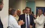 Kyriakos Mitsotakis, leader of the center-right New Democracy, arrives for statements at the headquarters of the party in Athens, Greece, June 25, 2023 (AP Photo/Petros Giannakouris)