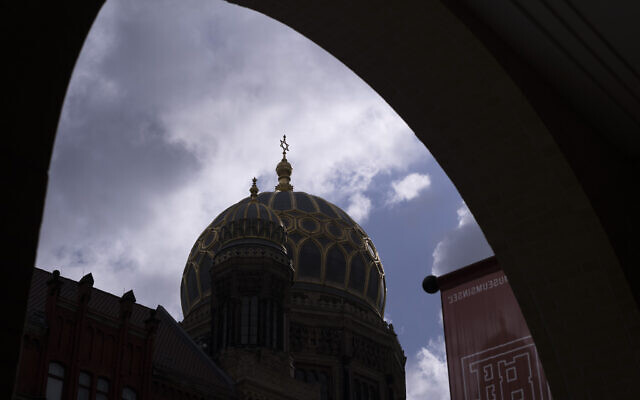 The Star of David on top of the 'New Synagogue' in central Berlin, Germany, Tuesday, June 27, 2023. (AP Photo/Markus Schreiber)
