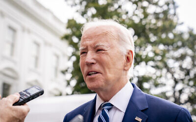 President Joe Biden speaks with members of the media before boarding Marine One on the South Lawn of the White House in Washington, Wednesday, June 28, 2023, for a short trip to Andrews Air Force Base, Md., and then on to Chicago. (AP/Andrew Harnik)