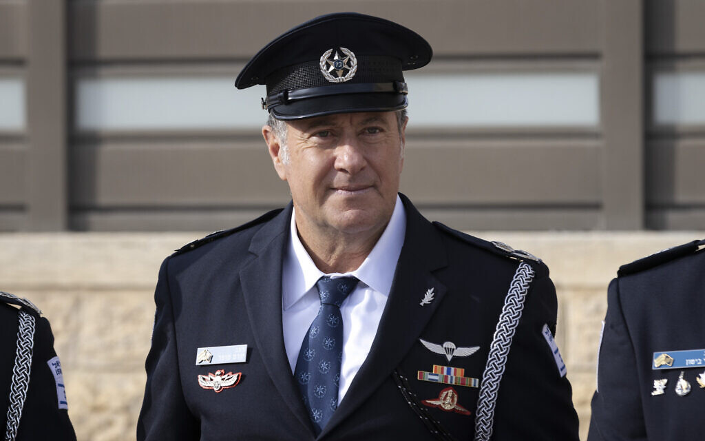 Coastal Region Police Commander Yoram Sofer at a ceremony in Jerusalem on January 1, 2023. (Olivier Fitoussi/Flash90)