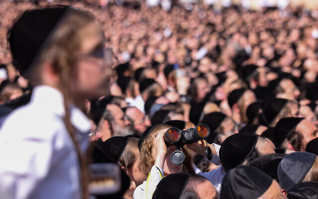 Illustrative: Ultra-Orthodox Jewish men attend a Jerusalem wedding, June 6, 2023. (David Cohen/Flash90) Illustrative: Ultra-Orthodox Jewish men attend a Jerusalem wedding, June 6, 2023. (David Cohen/Flash90)
