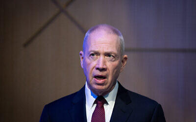 Defense Minister Yoav Galant attends a ceremony in the Knesset, June 13, 2023. (Yonatan Sindel/Flash90)