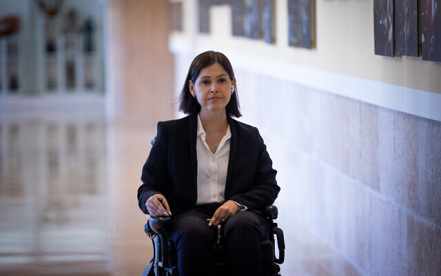 Yesh Atid MK Karine Elharrar at the Knesset on May 29, 2023. (Yonatan Sindel/Flash90)