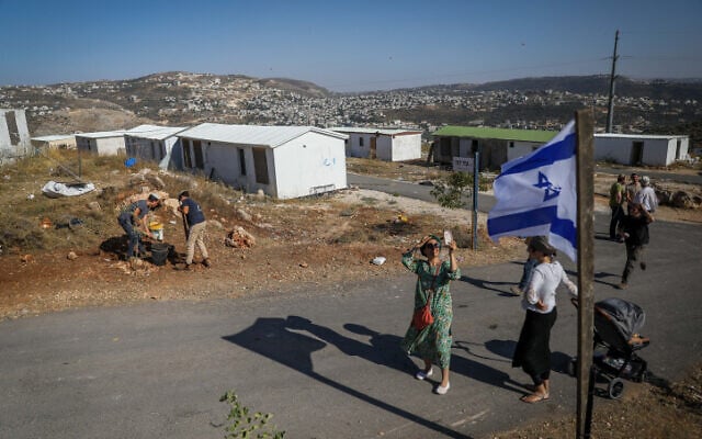 Illustrative: People at the Evyatar outpost in the West Bank, June 22, 2023. (Flash90)