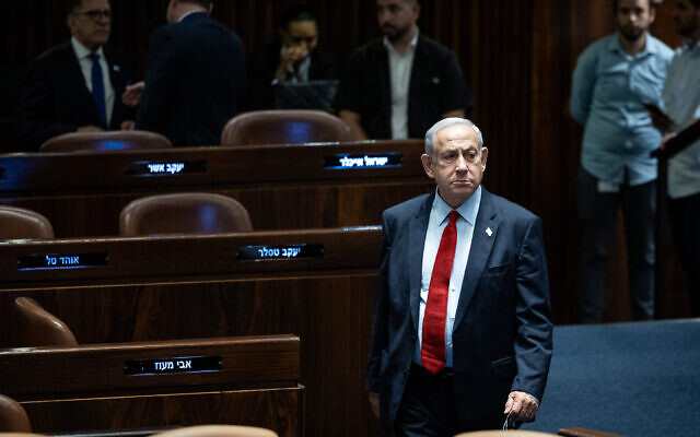 Prime Minister Benjamin Netanyahu at the Knesset on June 26, 2023. (Yonatan Sindel/Flash90) Prime Minister Benjamin Netanyahu at the Knesset on June 26, 2023. (Yonatan Sindel/Flash90)