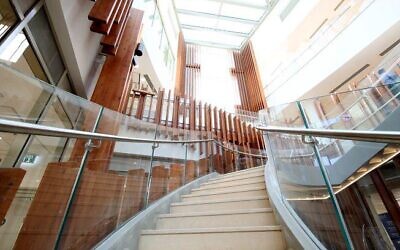 Interior of Helmsley Cancer Center at Shaare Zedek Medical Center, Jerusalem. Design by Canadian architect Tye Farrow. (Courtesy of Shaare Zedek Medical Center)