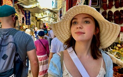Alexa Swinton shopping in Jerusalem in June 2023. (Courtesy)