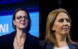 This composite image shows Likud ministers Galit Distel Atbaryan (L) and Gila Gamliel in 2023. (Tomer Neuberg and Yonatan Sindel/Flash90