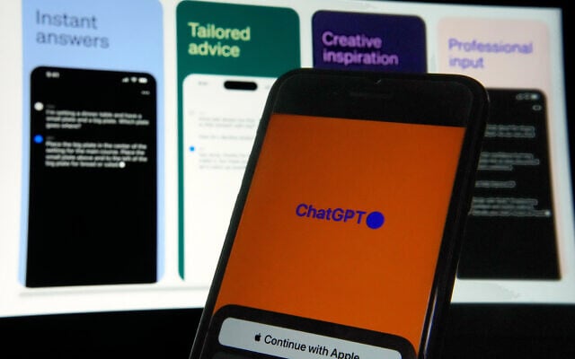 The ChatGPT app on an iPhone, May 18, 2023. (AP Photo/Richard Drew)