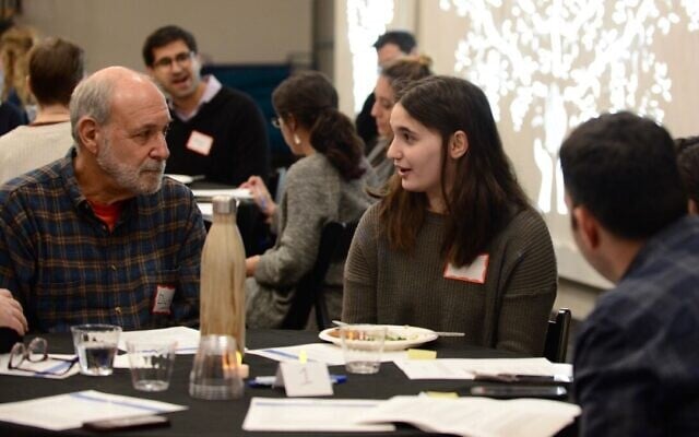 A Resetting the Table Town Square held in the Harlem JCC, New York City, March 4, 2019. (Gili Getz via JTA)