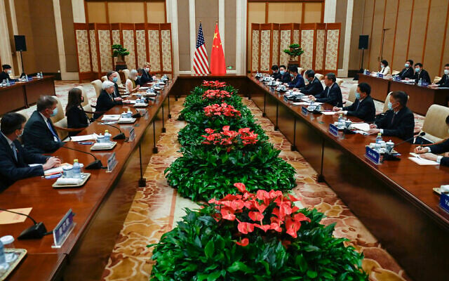 US Treasury Secretary Janet Yellen (4th L) attends a meeting with Chinese Vice Premier He Lifeng (3rd R) at the Diaoyutai State Guesthouse in Beijing on July 8, 2023. (Photo by Pedro PARDO and Pedro Pardo / POOL / AFP) US Treasury Secretary Janet Yellen (4th L) attends a meeting with Chinese Vice Premier He Lifeng (3rd R) at the Diaoyutai State Guesthouse in Beijing on July 8, 2023. (Photo by Pedro PARDO and Pedro Pardo / POOL / AFP)