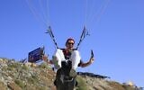EU Ambassador to the Palestinians Sven Kühn von Burgsdorff paraglides over Gaza on July 17, 2023. (EU Mission to the Palestinians)