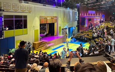 A fictional Jewish community center recreated on the set of "A Transparent Musical." (Jacob Gurvis via JTA)