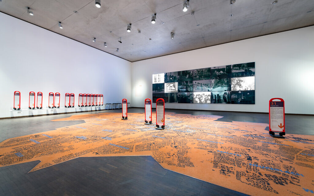 A view of the 'Munich Displaced: The Surviving Remnant' exhibit at Munich’s Jewish Museum. (Daniel Schvarcz via JTA)