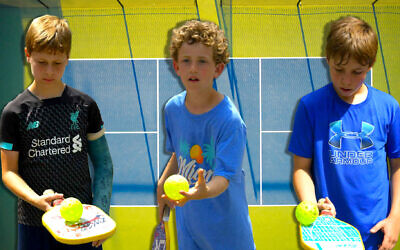 Pickleball has exploded in popularity at Jewish summer camps. (Courtesy of Camp Avoda; design by Mollie Suss/ JTA)