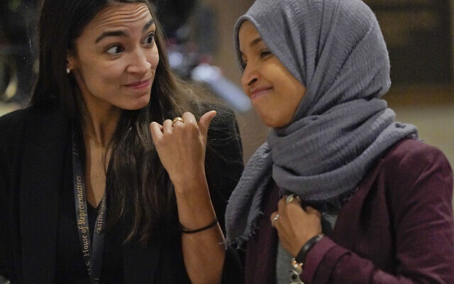 Alexandria Ocasio-Cortez, D-NY., left, talks with IIhan Omar, D-Minn., right, as they walk on Capitol Hill in Washington, Thursday, November 15, 2018. (AP/Pablo Martinez Monsivais) Alexandria Ocasio-Cortez, D-NY., left, talks with IIhan Omar, D-Minn., right, as they walk on Capitol Hill in Washington, Thursday, November 15, 2018. (AP/Pablo Martinez Monsivais)