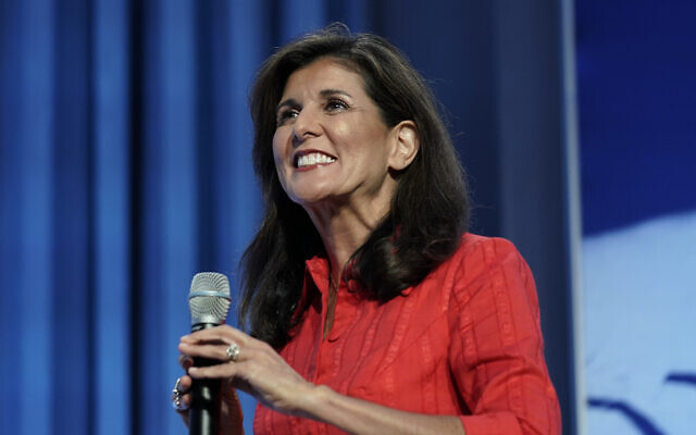Republican presidential candidate Nikki Haley speaks at the Moms for Liberty meeting in Philadelphia, June 30, 2023. (AP Photo/Matt Rourke, File)