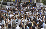 Muslim protesters chant slogans during a rally to denounce the burning of the Quran in Sweden, in Peshawar, Pakistan, July 7, 2023. (AP Photo/Muhammad Sajjad)