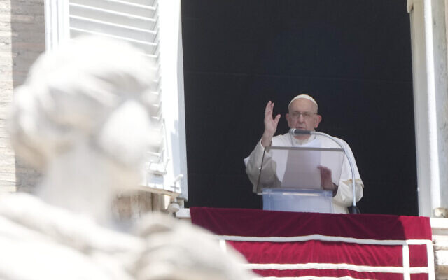 Pope Francis delivers the Angelus noon prayer in St. Peter's Square at the Vatican, July 9, 2023. (AP Photo/Gregorio Borgia) Pope Francis delivers the Angelus noon prayer in St. Peter's Square at the Vatican, July 9, 2023. (AP Photo/Gregorio Borgia)