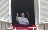 Pope Francis delivers the Angelus noon prayer in St. Peter's Square at the Vatican, July 9, 2023. (AP Photo/ Gregorio Borgia)