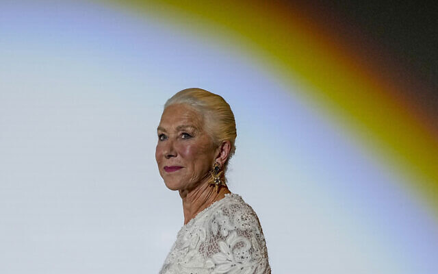 Helen Mirren arrives for the screening of 'Golda' in Jerusalem's Film Festival, Thursday, July 13, 2023. (AP/Ohad Zwigenberg) Helen Mirren arrives for the screening of 'Golda' in Jerusalem's Film Festival, Thursday, July 13, 2023. (AP/Ohad Zwigenberg)