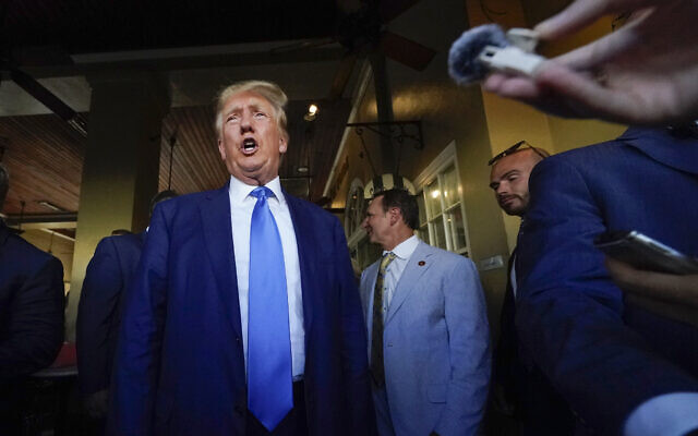 Former US president Donald Trump visits Café du Monde in New Orleans, July 25, 2023. (AP Photo/Gerald Herbert, File) Former US president Donald Trump visits Café du Monde in New Orleans, July 25, 2023. (AP Photo/Gerald Herbert, File)