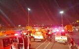 Emergency services gathered at Ben Gurion Airport where a passenger plane made an emergency landing, June 1, 2023. (Magen David Adom)