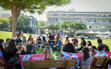 Students at Tel Aviv University on the first day of the academic year, October 10, 2021. (Flash90, via JTA)