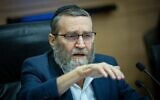 MK Moshe Gafni leads a Finance Committee meeting at the Knesset in Jerusalem, on June 12, 2023. (Yonatan Sindel/Flash90)