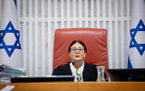 Supreme Court Chief Justice Ester Hayut at a  Supreme Court hearing, June 27, 2023. (Yonatan Sindel/Flash90)