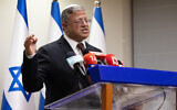 National Security Minister Itamar Ben Gvir speaks during a press conference at the Knesset in Jerusalem, on July 5, 2023. (Yonatan Sindel/Flash90)
