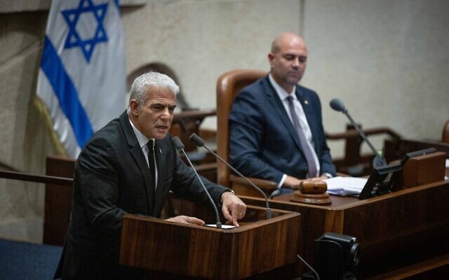 Opposition leader speaks during plenum deliberations on the "reasonableness" bill, at the Knesset, July 10, 2023. (Yonatan Sindel/Flash90) Opposition leader speaks during plenum deliberations on the "reasonableness" bill, at the Knesset, July 10, 2023. (Yonatan Sindel/Flash90)