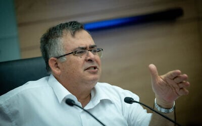 Likud MK David Bitan leads a hearing at the Knesset Economic Committee in Jerusalem, on July 16, 2023. (Yonatan Sindel/Flash90)