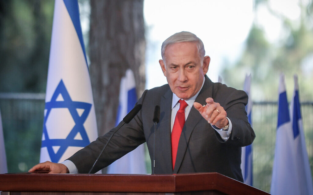 Prime Minister Benjamin Netanyahu attends a memorial ceremony for Zionist leader Ze'ev Jabotinsky at Mount Herzl, in Jerusalem on July 18, 2023. (Noam Revkin Fenton/Flash90) Prime Minister Benjamin Netanyahu attends a memorial ceremony for Zionist leader Ze'ev Jabotinsky at Mount Herzl, in Jerusalem on July 18, 2023. (Noam Revkin Fenton/Flash90)