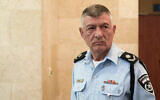 Newly appointed Tel Aviv police commander Peretz Amar at a handover ceremony in Tel Aviv, July 19, 2023. (Avshalom Sassoni/Flash90)