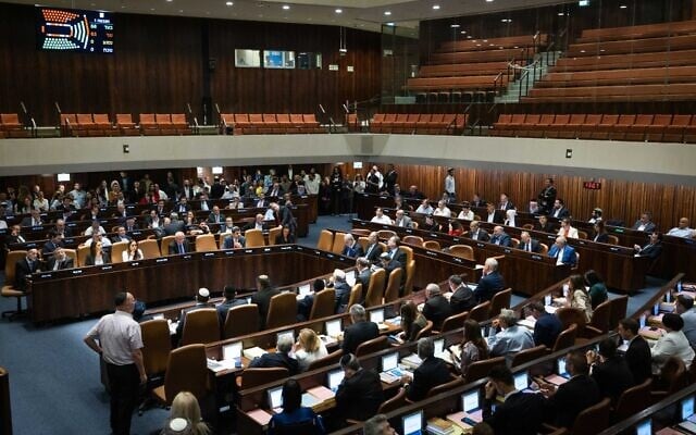 Knesset members vote on the final readings of the "reasonableness" bill, July 24, 2023. (Yonatan Sindel/Flash90) Knesset members vote on the final readings of the "reasonableness" bill, July 24, 2023. (Yonatan Sindel/Flash90)
