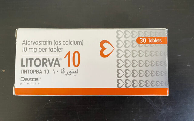 Package of the statin Litorva, also commonly known by the brand name Lipitor. (Renee Ghert-Zand/TOI) Package of the statin Litorva, also commonly known by the brand name Lipitor. (Renee Ghert-Zand/TOI)