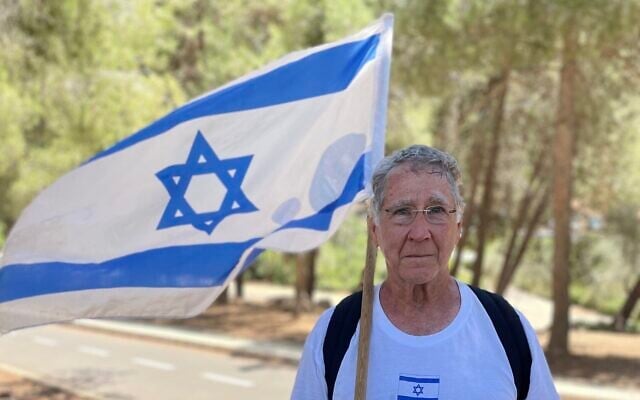 Anti-judicial overhaul protester Oded Megiddo, Jerusalem, July 24, 2023. (Jeremy Sharon/Time of Israel) Anti-judicial overhaul protester Oded Megiddo, Jerusalem, July 24, 2023. (Jeremy Sharon/Time of Israel)