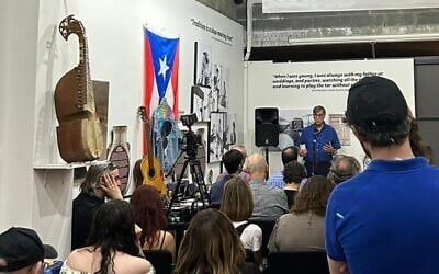 Ari Goldman speaks at Yeshiva Stories in New York City, July 11, 2023. (Phylisa Wisdom via JTA)