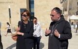 Abbot Nikodemus Schnabel, right, and Germany's Federal Minister of Education and Research Bettina Stark-Watzinger at the Western Wall plaza in Jerusalem, July 19, 2023. (Screenshot: Twitter; used in accordance with Clause 27a of the Copyright Law)